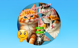 Image Round Jigsaw Puzzle Collect Pictures with Cute Kittens