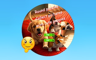 Image Round Jigsaw Puzzle Collect Pictures with Cute Puppies